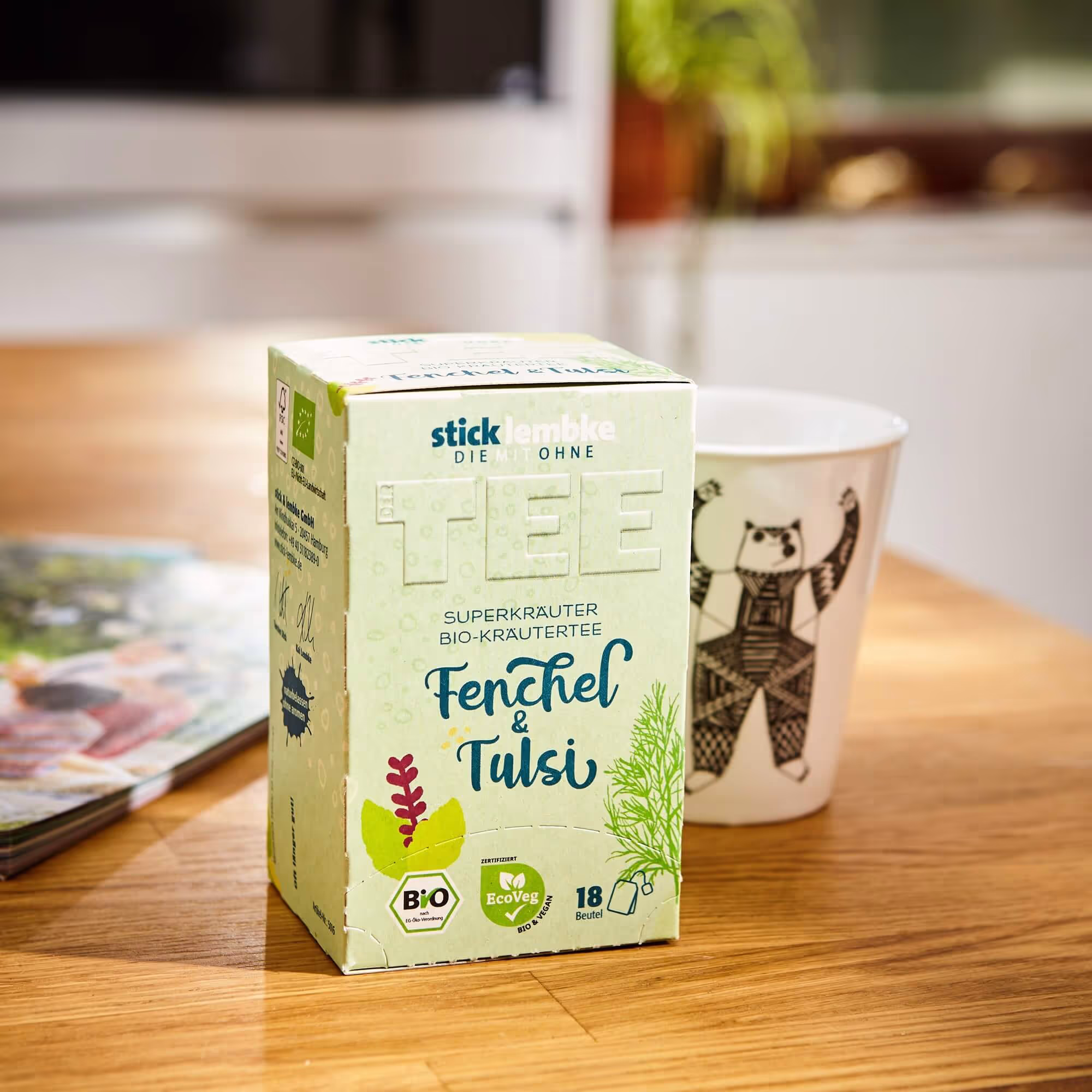 stick&lembke Superkräuter Bio-Kräutertee Fenchel & Tulsi – Verpackungsdesign von Manu de Assis
