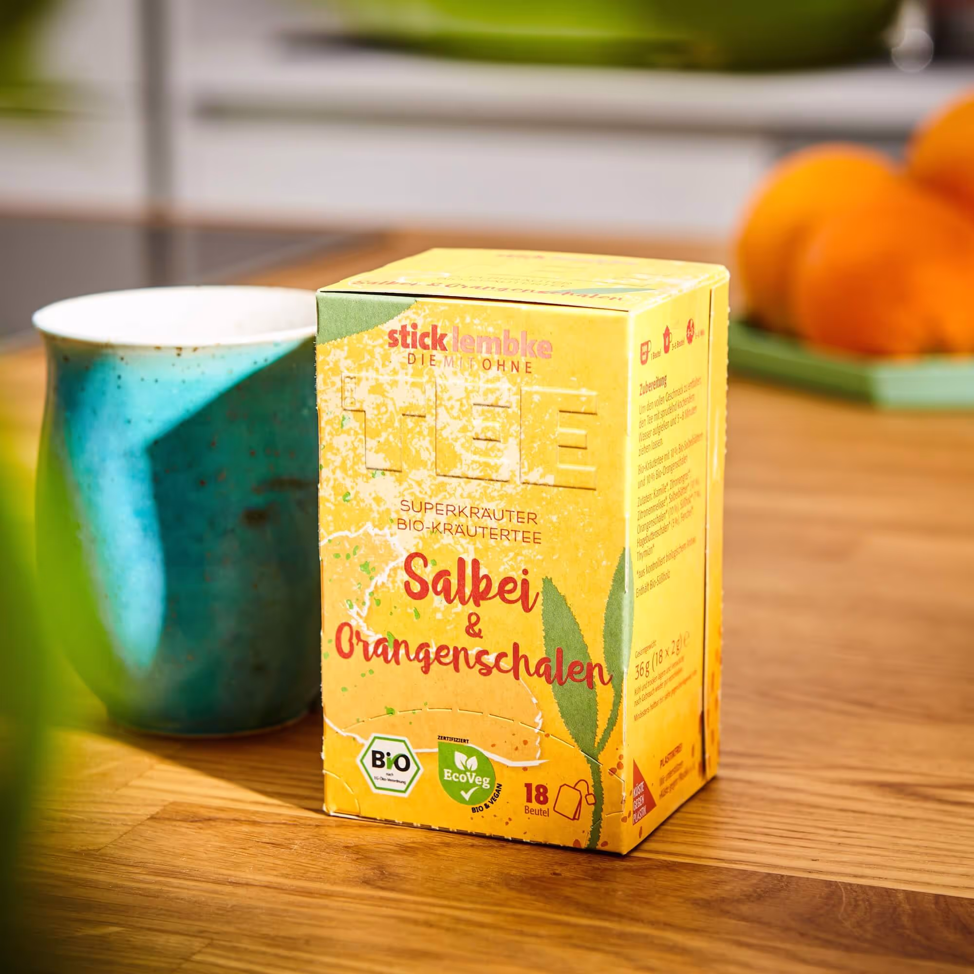 stick&lembke Superkräuter Bio-Kräutertee Salbei & Orangenschalen – Verpackungsdesign von Manu de Assis